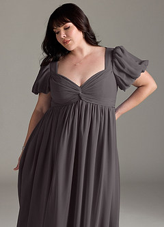 Azazie Madisynn Maternity Bridesmaid Dresses Bow Chiffon Floor-Length Dress image9