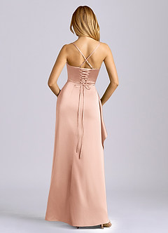 Azazie Sarai Suknie dla druhen Osłona Gorset Satyna elastyczna Do ziemi Sukienka image5