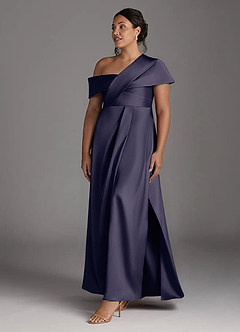 Azazie Milton Mother of the Bride Dresses Stormy A-Line Pleated Stretch Satin Dress image11