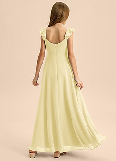 Azazie Carmin Junior Lemon Sorbet A-Line Ruched Chiffon Dress image2