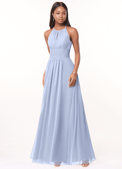 Azazie Bonnie Bridesmaid Dresses Ice A-Line Keyhole Ruched Chiffon Dress image1