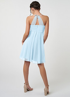 Azazie Ginny Junior Sky Blue A-Line Pleated Chiffon Dress image2