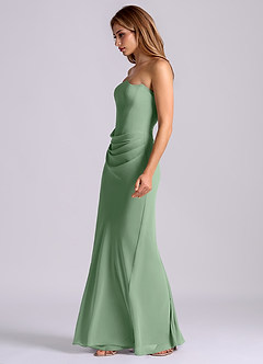 Azazie Debby Bridesmaid Dresses Matcha Mermaid Strapless Chiffon Dress image4