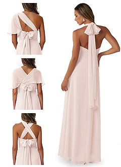 Azazie Fifi Abiti da Damigella Abito Convertibile A-Line in Chiffon Senza Cinturino Petalo Di Rosa image8