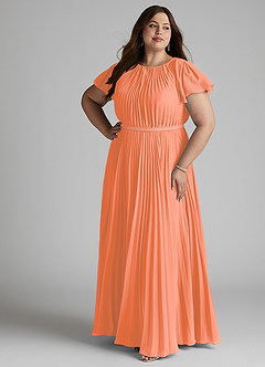 Azazie Kara Bescheidene Brautjungfernkleider A-Linie Plissee Chiffon Bodenlänge Kleid image13