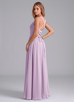 Azazie Francis Bridesmaid Dresses Frosted Lilac A-Line Corset Chiffon Dress image2
