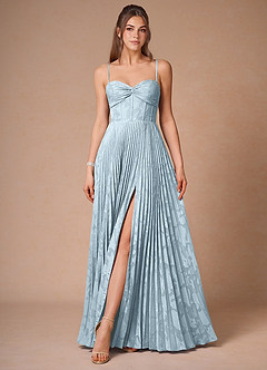 Cannelle Sky Blue Pleated Maxi Dress image5