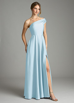 Azazie Melanie Suknie dla druhen Linia A Zza ramienia Satyna elastyczna Do ziemi Sukienka image5