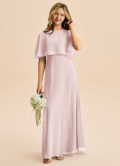 Azazie Maris Junior Robe Trapèze en Mousseline de soie Rose Pâle image1