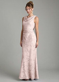Azazie Kieryn Bridesmaid Dresses Blushing Pink Mermaid Pleated Floral Burnout Dress image9