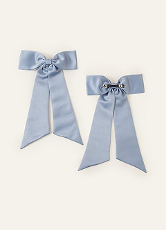 front Matching Color Stretch Satin Bow Hair Clip Set