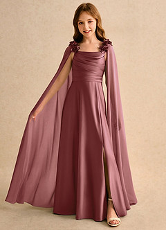 Azazie Rosita Girls Formal Flower Girl Klänningar Klänning A-Line i Stretch Satin Plisserad image3