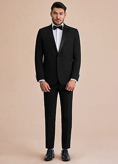 front Classic Noir Pantalon de smoking à revers pointus