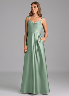 Azazie Beatrice Bridesmaid Dresses Agave A-Line Sweetheart Neckline Stretch Satin Dress image3