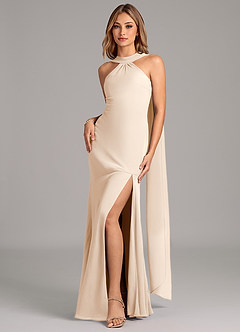 Azazie Kinsley Bridesmaid Dresses White Alabaster Mermaid Pleated Chiffon Dress image4