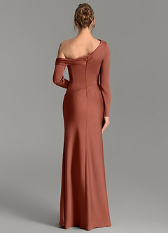 Azazie Sandra Brautjungfernkleider Meerjungfrau-Linie Langarm Stretch-Satin Kleid Rotbraun image6