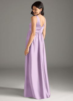 Azazie Yetta Brautjungfernkleider für Schwangere A-Linie Plissee Stretch-Satin Bodenlänge Kleid image3
