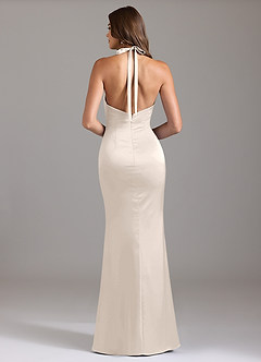 Azazie Valerie Bridesmaid Dresses White Alabaster Mermaid Pleated Stretch Satin Dress image2