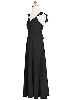 Azazie Emily Junior Black A-Line Ruched Chiffon Dress image7