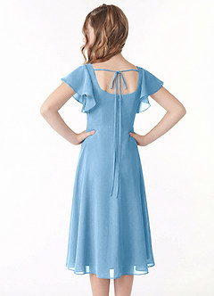 Azazie Bondi Junior Linia A Marszczony Szyfon Długość herbaty Młodsza druhna Sukienka image3