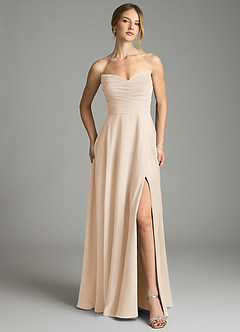 Azazie Ayla Abiti da Damigella Abito A-Line in Chiffon Scollo a Cuore Alabastro Bianco image5