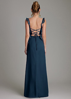 Azazie Jessamine Bridesmaid Dresses Dark Navy Mermaid Corset Chiffon Dress image7