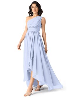 Azazie Mathilda At-home Try On Dresses Agave A-Line One Shoulder Chiffon Dress image3