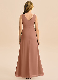 Azazie Floris Junior A-Linie Plissee Chiffon Kleid Bronzer image3