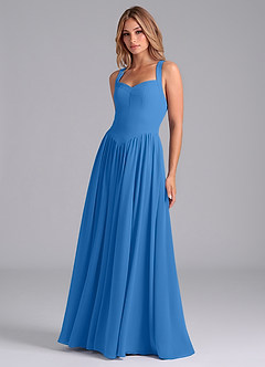 Azazie Francis Bridesmaid Dresses Blue Jay A-Line Corset Chiffon Dress image5