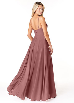 Azazie Emerald Bridesmaid Dresses Desert Rose A-Line Ruffled Chiffon Dress image3