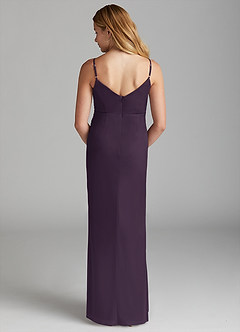 Azazie Deandra Junior Plum Sheath Mesh Dress image2