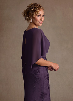 Azazie Amrita Mère de la mariée Robes Robe Sirène en Mousseline de soie Dentelle Prune image6