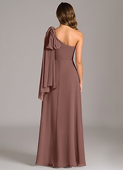 Azazie Tella Bridesmaid Dresses Espresso A-Line One Shoulder Chiffon Dress image7
