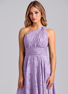 Azazie Charlize Final Sale Lilac A-Line One Shoulder Floral Burnout Dress image6