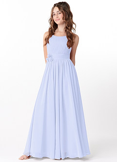 Azazie Astrid Junior Abito A-Line in Chiffon Floreale Lavanda image3