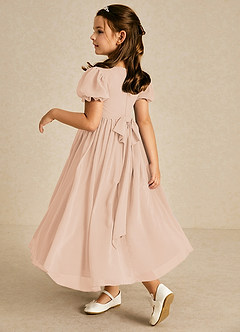 Azazie Joss Flower Girl Dresses English Rose A-Line with Sleeves Chiffon Dress image2