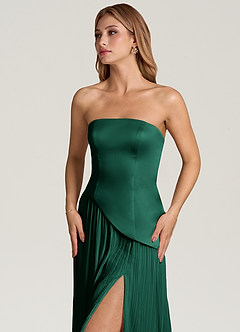 Azazie Tierney Bridesmaid Dresses Emerald A-Line Strapless Chiffon Convertible Dress image2