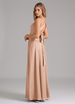 Azazie Evalleen Bridesmaid Dresses English Rose A-Line Pleated Stretch Satin Dress image7