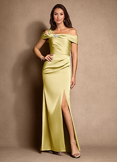 Azazie Altonia vestidos de madre de la novia Vestido de Sorbete De Limón de Satén Elástico de Sirena con Vestidos sin tirantes image1
