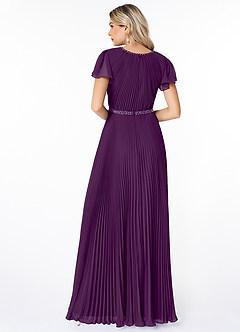 Azazie Kara Modest Bridesmaid Dresses A-Line Pleated Chiffon Floor-Length Dress image2