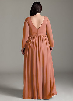 Azazie Teton Maternity Bridesmaid Dresses A-Line Long Sleeve Chiffon Floor-Length Dress image8