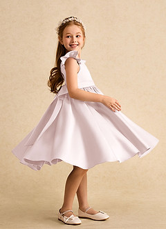 Azazie Dumpling Blumenmädchenkleider A-Linie Schleifen Matte Satin Kleid Zartrosa image5