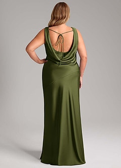 Azazie Rylina Bridesmaid Dresses Olive Mermaid Stretch Satin Dress image8
