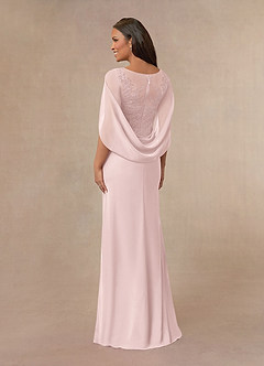 Azazie Hera Mother of the Bride Dresses Blushing Pink A-Line Lace Capelet Chiffon Dress image3