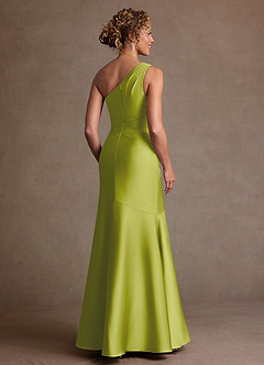 Azazie Haifa Mother of the Bride Dresses Lemongrass Mermaid One Shoulder Stretch Satin Dress image2