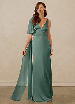 Christian Siriano Bridal for Azazie 1011 Bridesmaid Dresses Eucalyptus Mermaid Bow Stretch Satin Dress image6