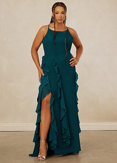 Christian Siriano Bridal for Azazie 1006 Bridesmaid Dresses Pine Mermaid Ruched Chiffon Dress image8