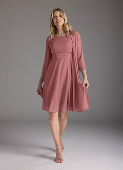 Azazie Sunny Mother of the Bride Dresses Desert Rose A-Line Pleated Mesh Dress image3