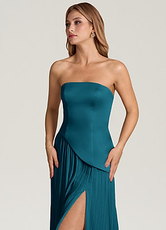 Azazie Tierney Bridesmaid Dresses Ink Blue A-Line Strapless Chiffon Convertible Dress image2