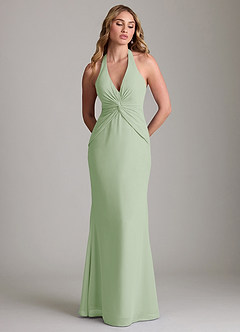 Azazie Valerie Bridesmaid Dresses Dusty Sage Mermaid Pleated Chiffon Dress image3